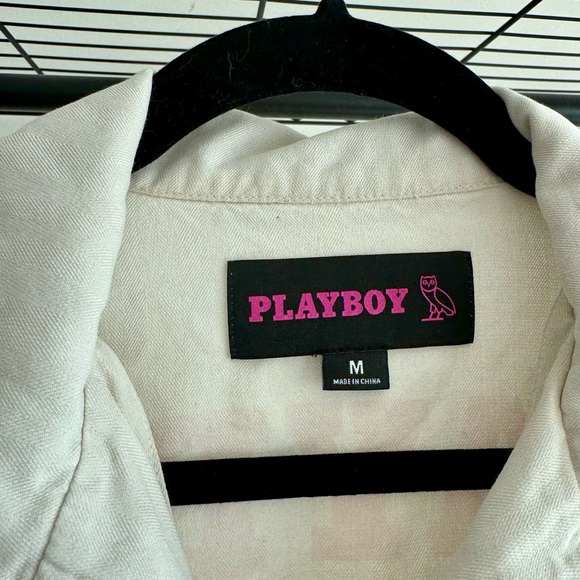 OVO X Playboy Bunny Silk Shirt White Pink Owl - Picture 9 of 10